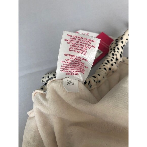 High Leg String Bikini Bottom Xhilaration Cream Dot Print L Scoop Waist Tie - Picture 4 of 5